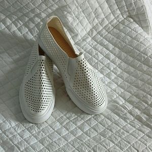 White platform slip on sneakers